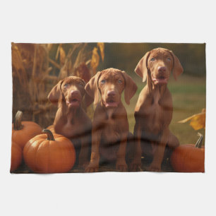 Linge De Cuisine Vizsla Chiot Automne Citrouille délice
