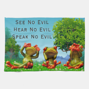 Linge De Cuisine Voir Hear Speed No Evil Frog humoristique