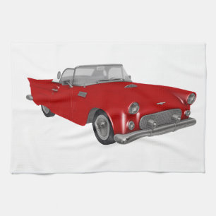 Linge De Cuisine Voiture rouge classique des années 50