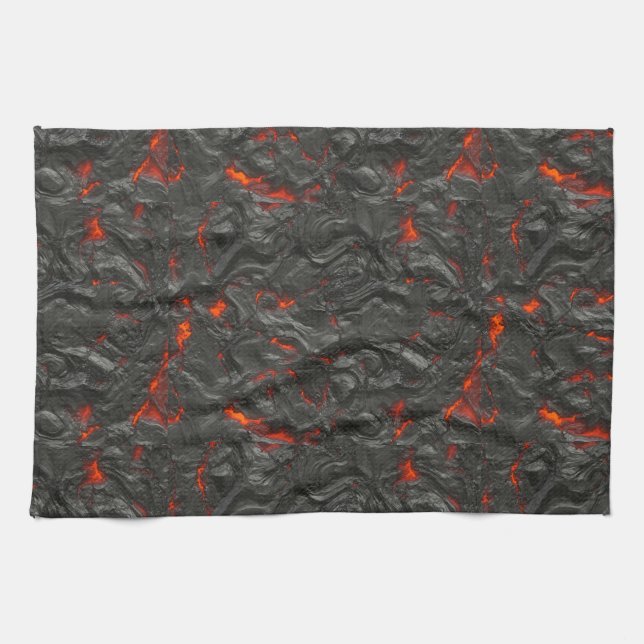 Linge De Cuisine Volcan de lave molle noir et rouge (Horizontal)
