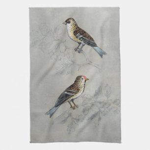 Linge De Cuisine Volière argentée deux oiseaux