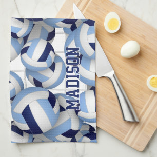 Linge De Cuisine Volleyballs motif w net bkgrd marine lt bleu