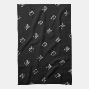Linge De Cuisine Votre Motif de logo simple et répétitif Noir