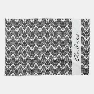 Linge De Cuisine Votre nom - damassé, ornements, tourbillonne -