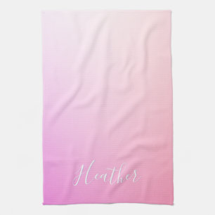 Linge De Cuisine Votre nom ou mot   Pink Ombre Gradation
