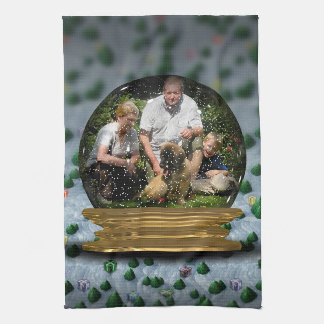 Linge De Cuisine Votre propre photo dans une vue de Snowglobe ! - (Vertical)