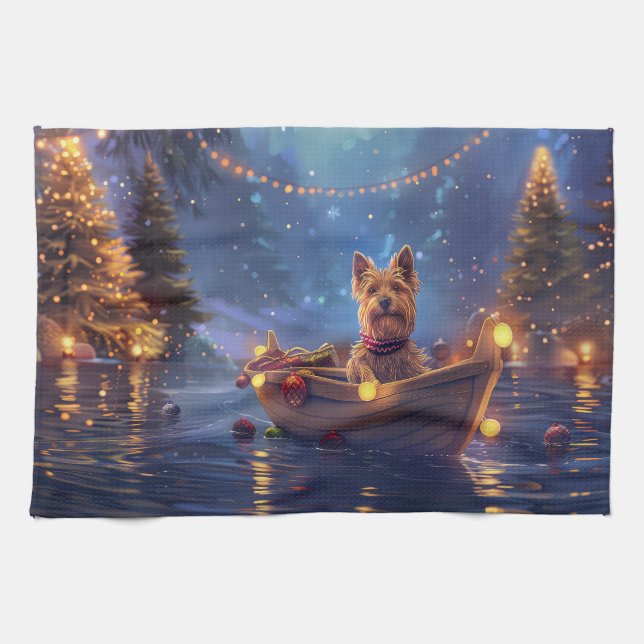 Linge De Cuisine Voyage de Noël de Terrier australien (Horizontal)