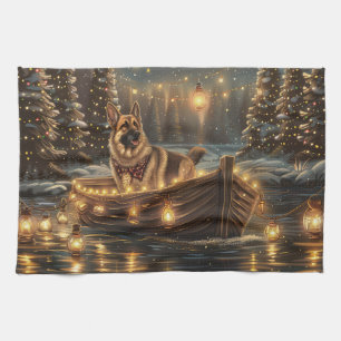 Linge De Cuisine Voyage de Noël festif du Berger Allemand