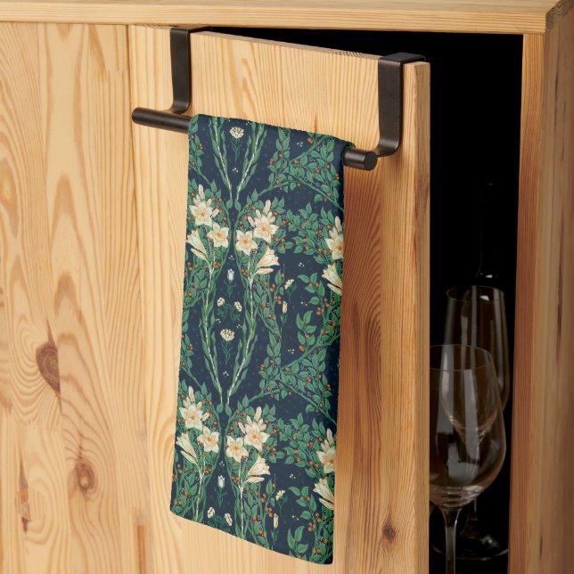 Linge De Cuisine Walter Crane White Lily-Blue Back (Pliage en tiers)