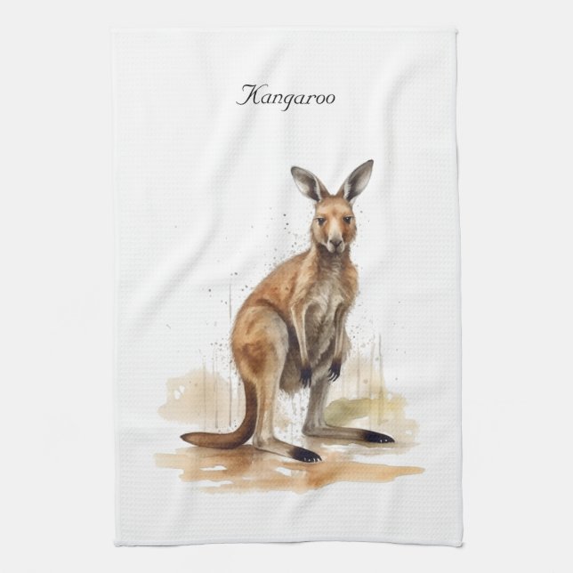 Linge De Cuisine Wanderer extérieur : aquarelle Kangaroo personnali (Vertical)