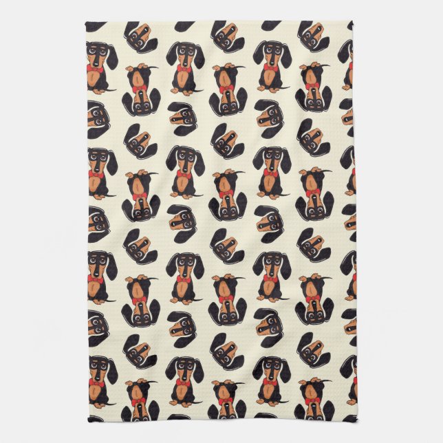Linge De Cuisine Wandering Dachshund Kitchen Towels (Vertical)