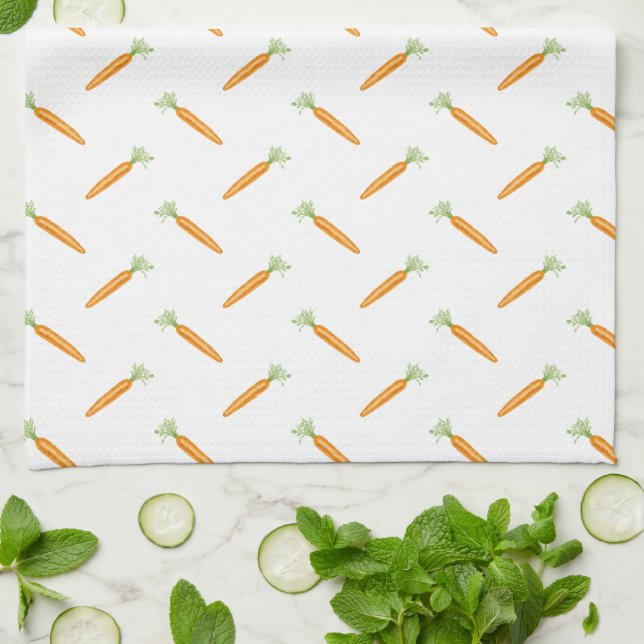 Linge De Cuisine Watercolor Carrot Vegetable Pattern (Plié)