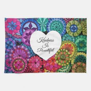 Linge De Cuisine Watercolor Rainbow Mandala With Heart