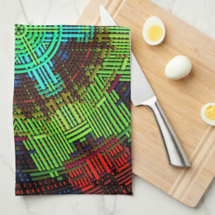 Linge De Cuisine Weer Mandala Vert Rouge et Bleu