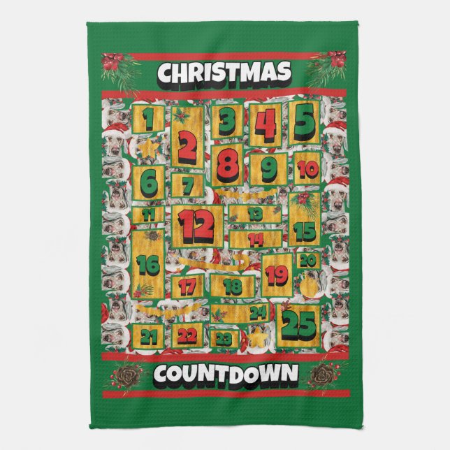 Linge De Cuisine Weimaraner Compte à rebours Noël Calendrier de l'A (Vertical)