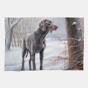 Linge De Cuisine Weimaraner Laisser Neige Noël