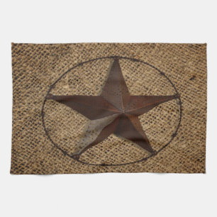 Linge De Cuisine Western Country Rustic Burlap Primitif Texas Star