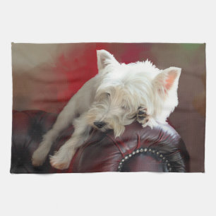 Linge De Cuisine Westie au repos