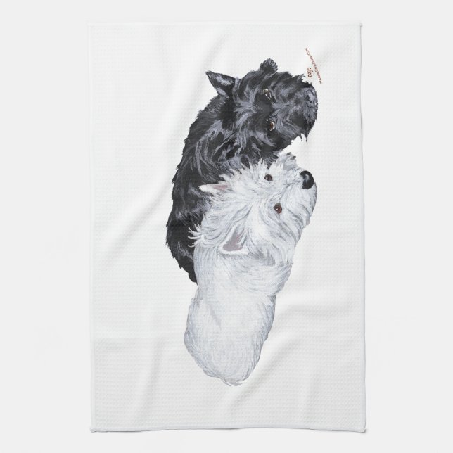 Linge De Cuisine Westie & Scottie at Ease (Vertical)