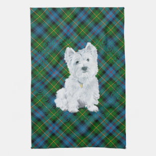 Linge De Cuisine Westie sur Tartan