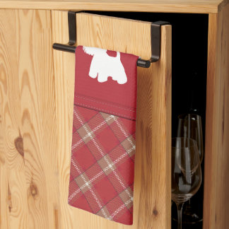 Linge De Cuisine Westies sur l'arrière - plan tartan
