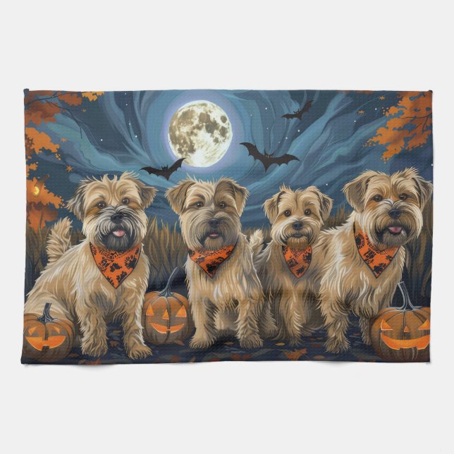 Linge De Cuisine Wheaten Terrier Halloween Éffrayant (Horizontal)
