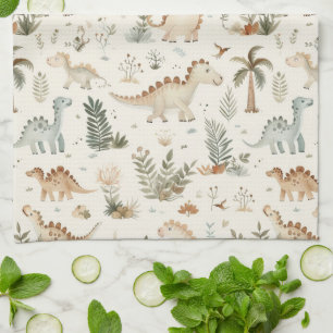 Linge De Cuisine Whimsical Boho Jungle Dinosaur Motif