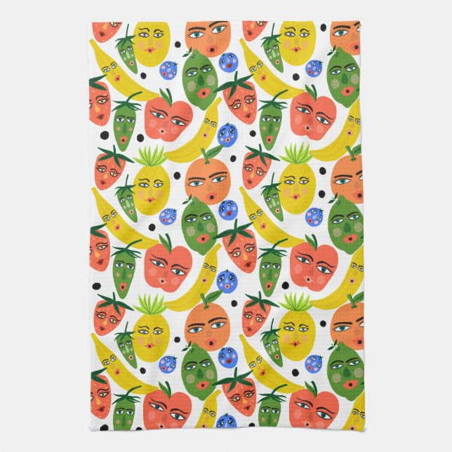 Linge De Cuisine Whimsical Funny Motif de salade de fruits (Vertical)