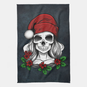Linge De Cuisine Whimsical gothique Père Noël Crâne Noël