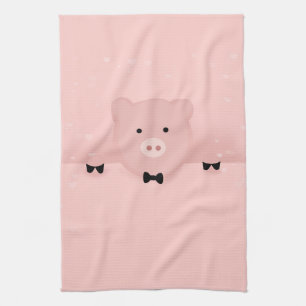 Linge De Cuisine Whimsical pink pig cute Farm Animal