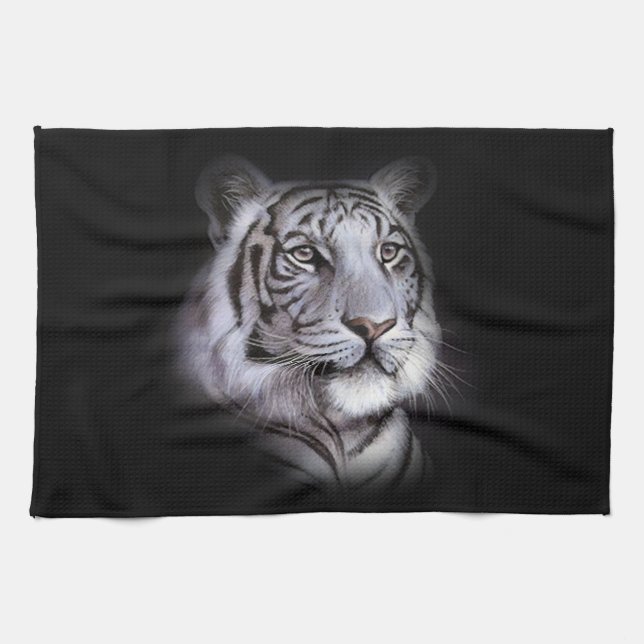 Linge De Cuisine White Tiger Face (Horizontal)