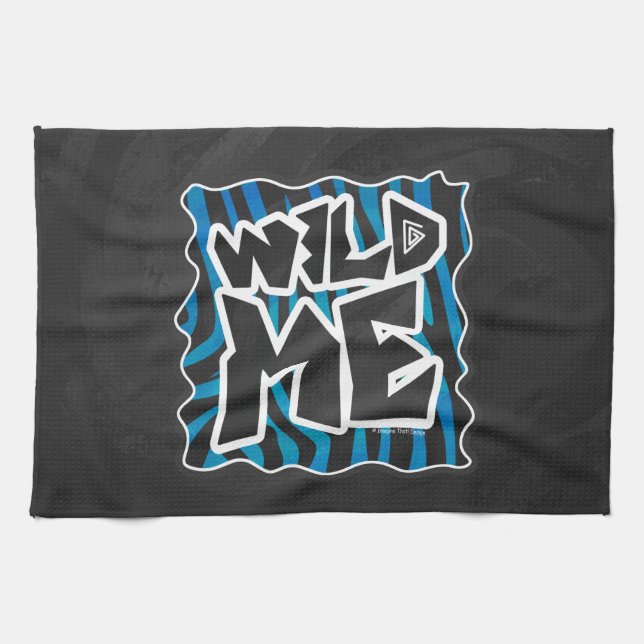 Linge De Cuisine Wild Me Zebra Noir et Bleu (Horizontal)