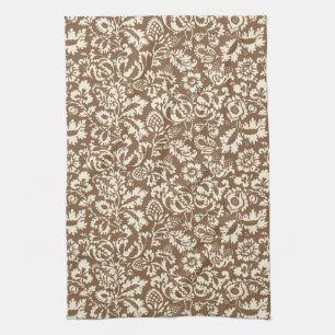 Linge De Cuisine William Morris Floral Damask, Taupe Tan et Beige 