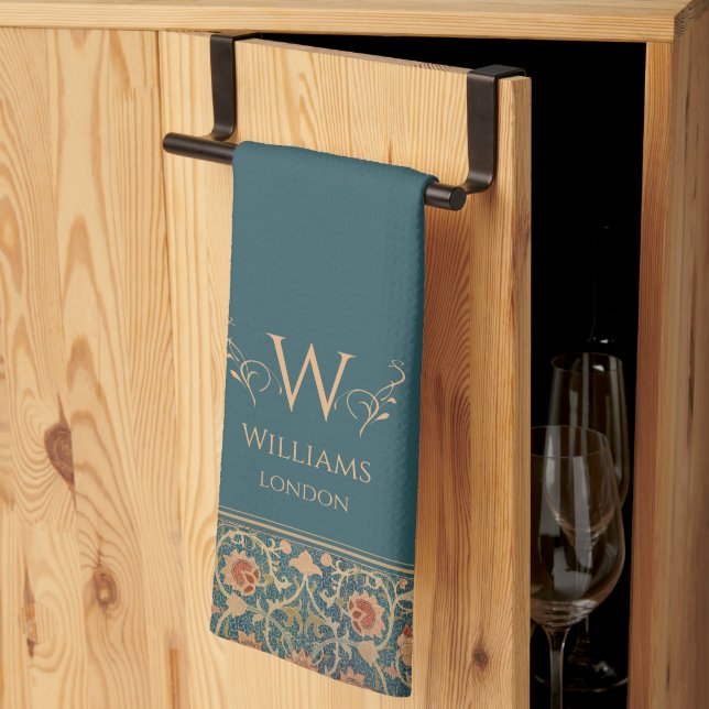 Linge De Cuisine William Morris Holland Park Turquoise Bleu Customi (Pliage en tiers)
