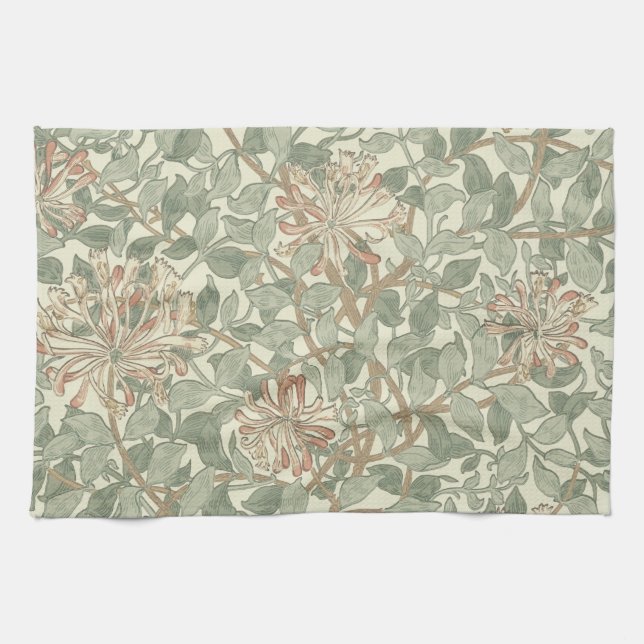 Linge De Cuisine William Morris Honeysuckle Vert Floral (Horizontal)