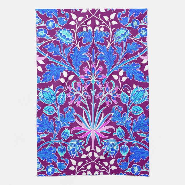 Linge De Cuisine William Morris Hyacinth Imprimer, Aqua et Purple (Vertical)