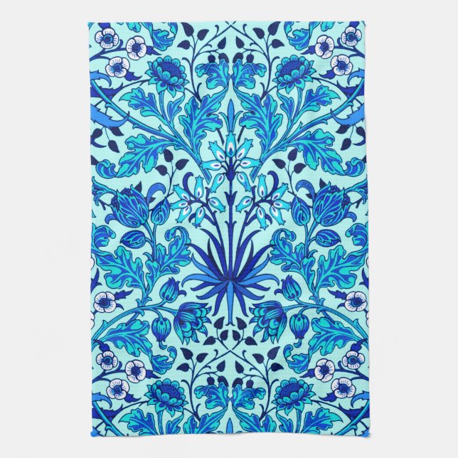 Linge De Cuisine William Morris Hyacinth Print, Aqua et Turquoise (Vertical)