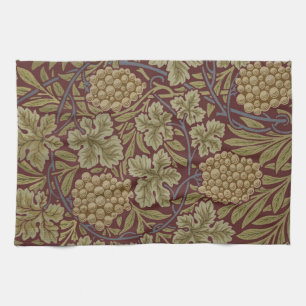 Linge De Cuisine William Morris Vine Grappe Rouge Vert Art