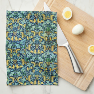 Linge De Cuisine William Morris Vintage Gold Green Blue