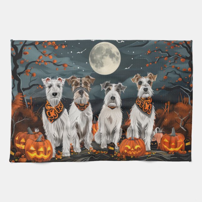 Linge De Cuisine Wirefox Terrier Halloween Éffrayant (Horizontal)