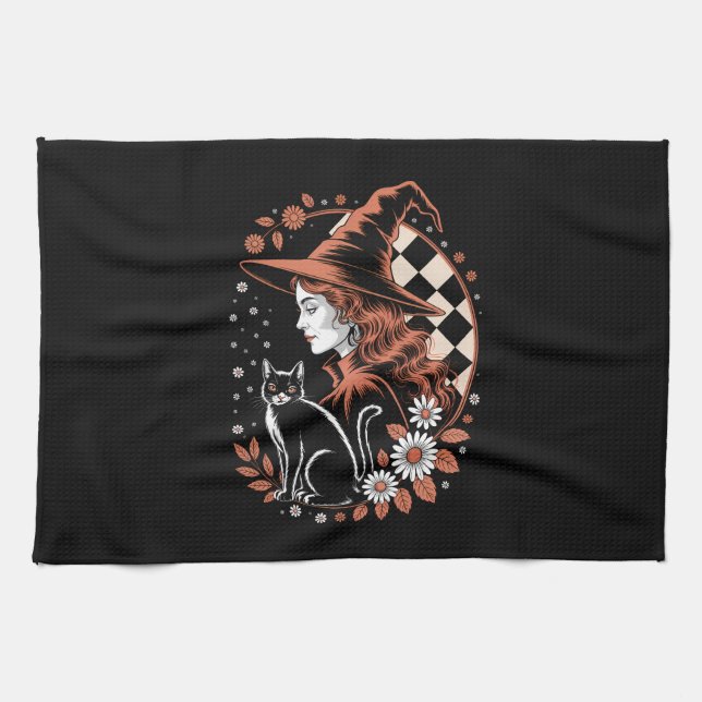 Linge De Cuisine Witch Checkered Halloween (Horizontal)