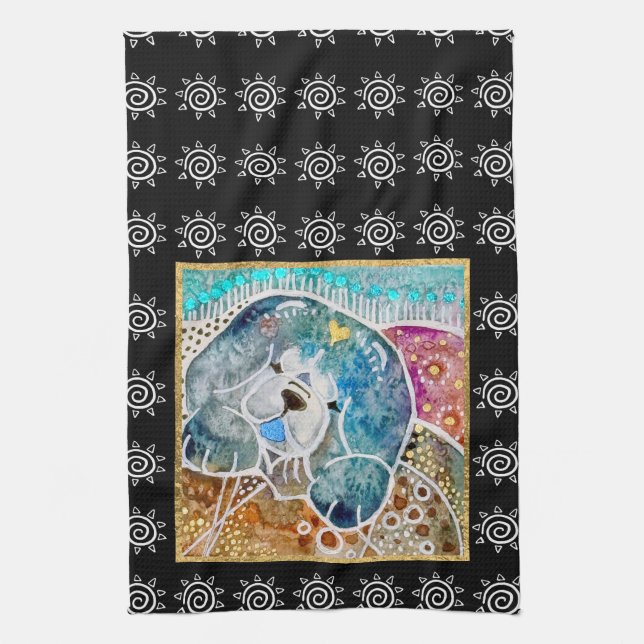 Linge De Cuisine WOBBLE-ROCK Chow chien aquarelle batik crate (Vertical)