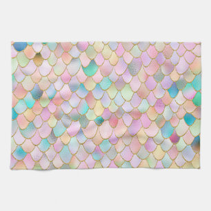Linge De Cuisine Wonky Trendy Rainbow Girl Metal Mermaid Scales