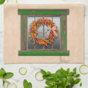 Linge De Cuisine Wreath sud-ouest du Chili sur la fenêtre en bois v