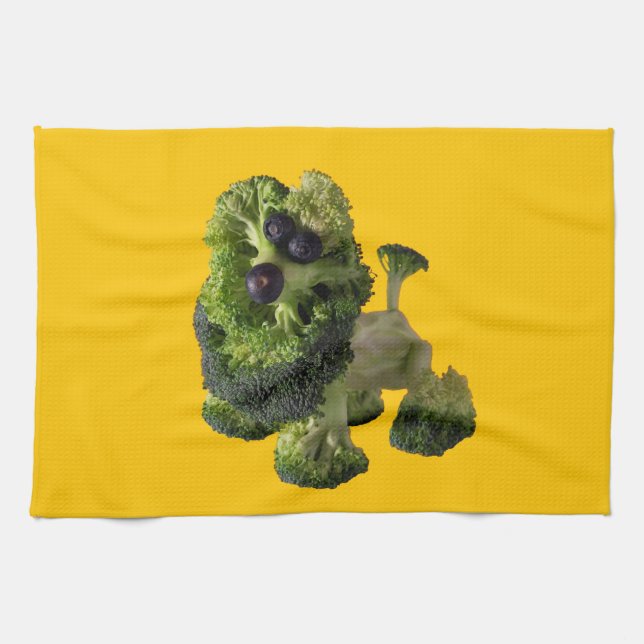 Linge De Cuisine Yellow dog kitchen towel. (Horizontal)