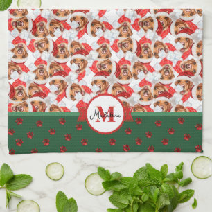 Linge De Cuisine Yellow Labrador Motif Monogramme Chien de Noël