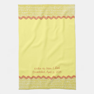 Linge De Cuisine Yellow Love XOXO RicRac Monogramme Thé Cuisine Ser