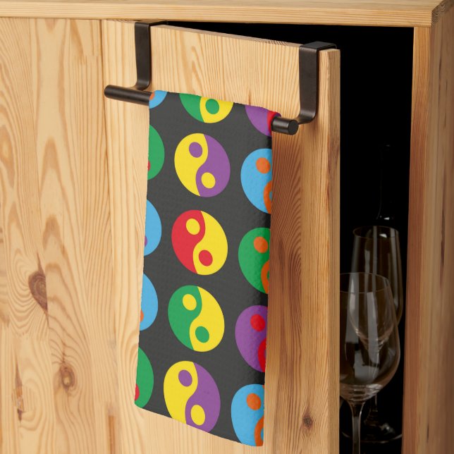 Linge De Cuisine Yin Yangs colorés (Pliage en tiers)