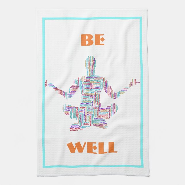 Linge De Cuisine Yoga Pose Mot Cloud Personnalisé (Vertical)