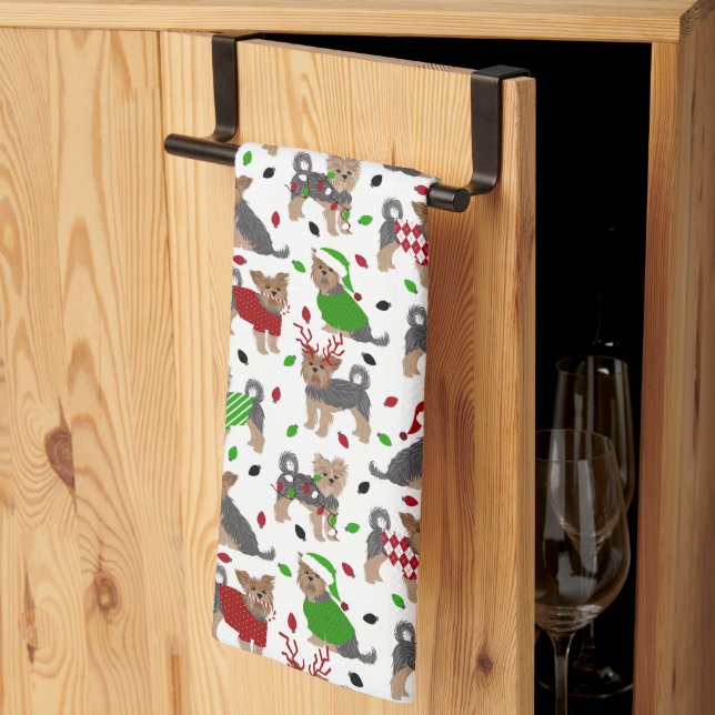 Linge De Cuisine Yorkie Christmas Yorkshire Terrier Dog (Pliage en tiers)